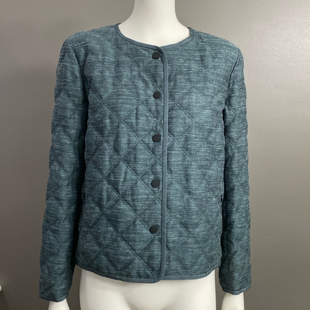 LAFAYETTE 148 NEW YORK GOOSE QUILTED SNAP FRONT JACKET SIZE L